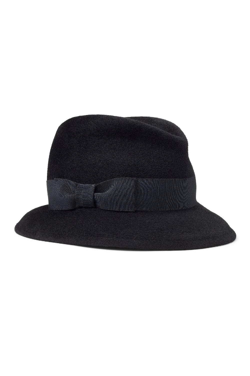 Lock & Co Hatters The Vesper Velour Felt Black Trilby Hat
