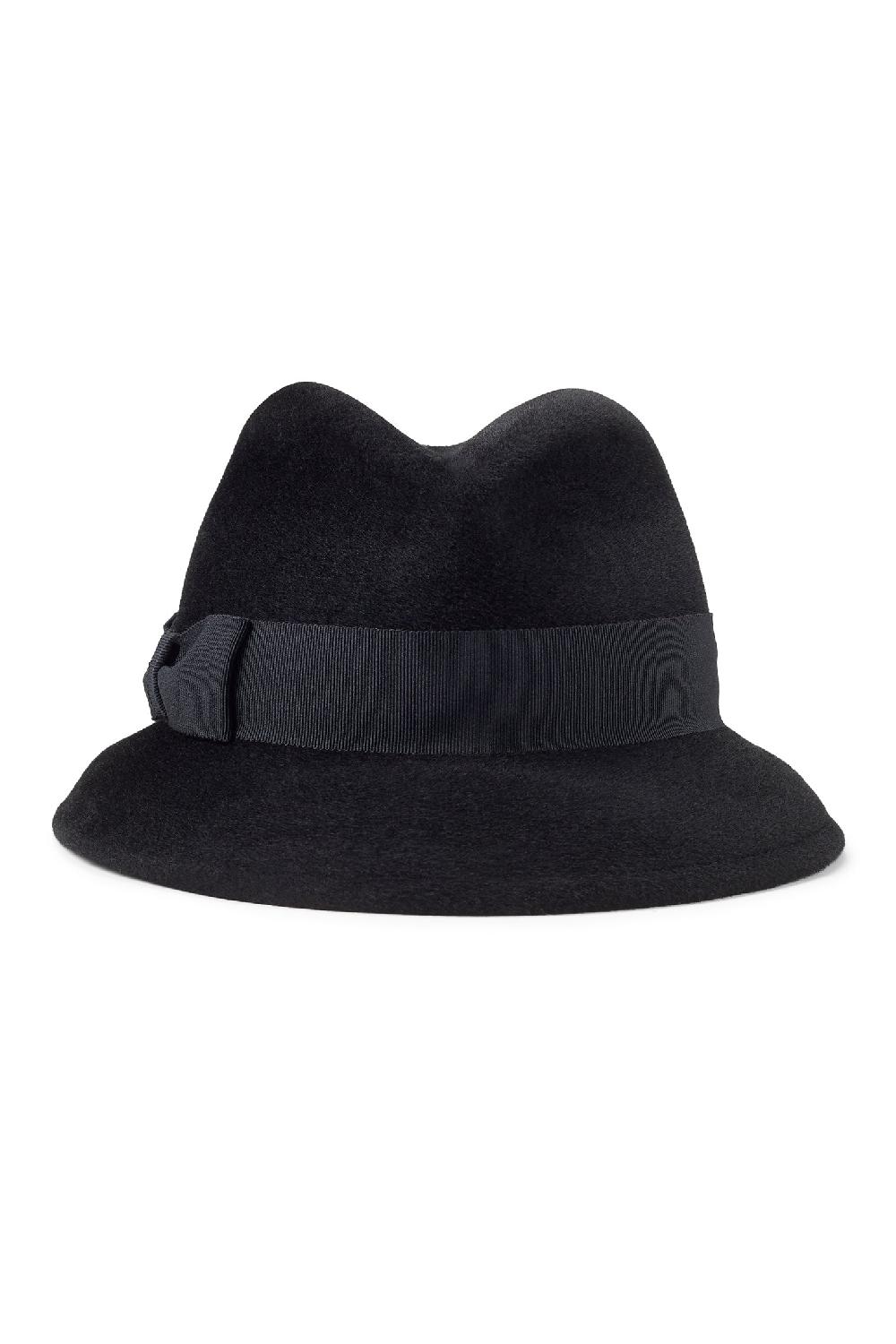 Lock & Co Hatters The Vesper Velour Felt Black Trilby Hat