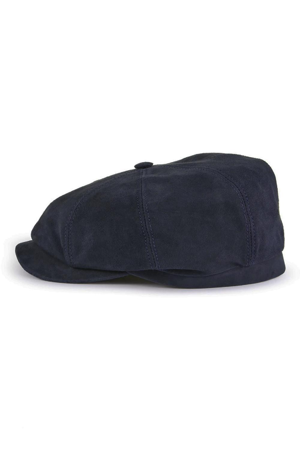 Lock & Co Hatters Tremelo Bakerboy Cap In Navy Leather