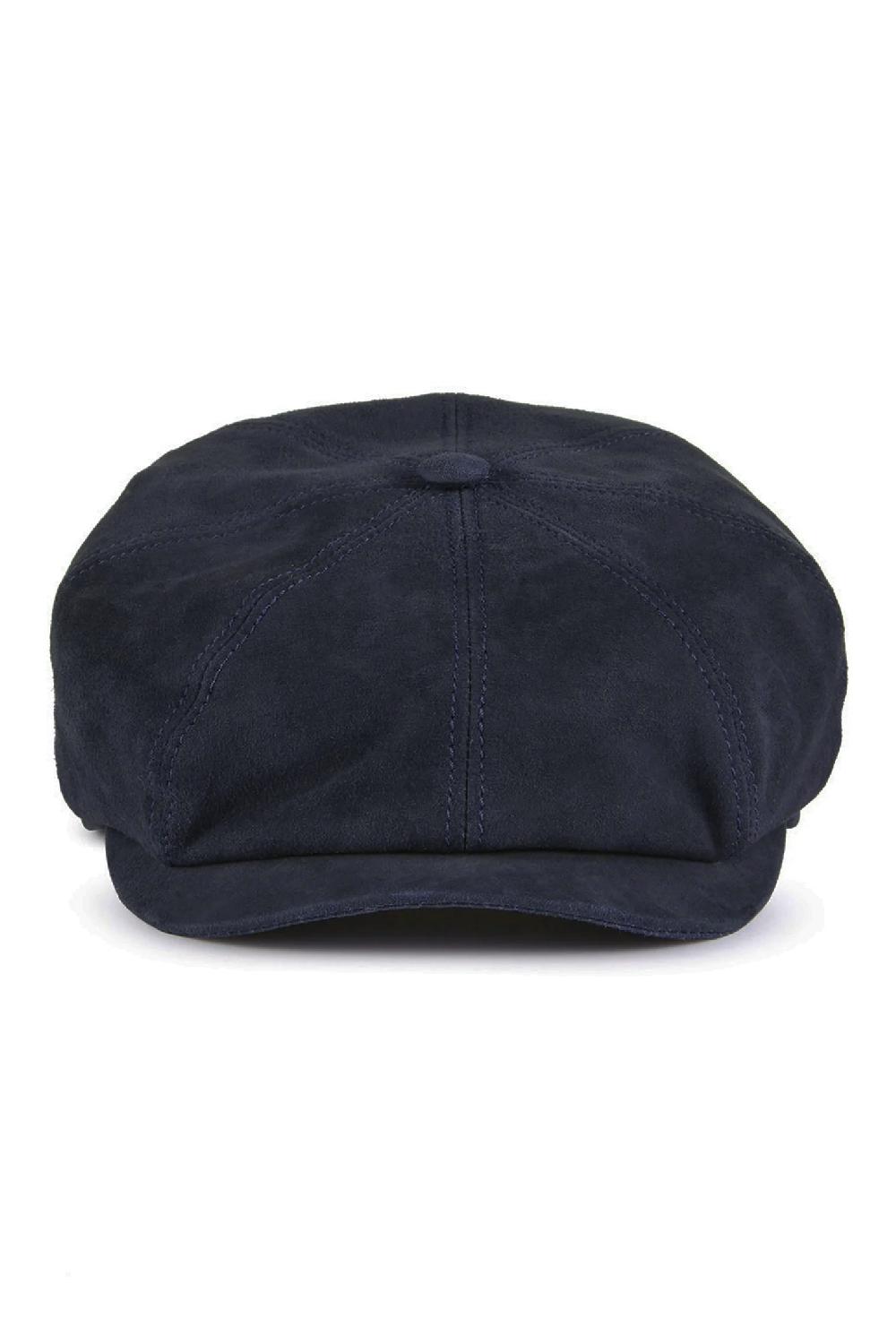 Lock & Co Hatters Tremelo Bakerboy Cap In Navy Leather