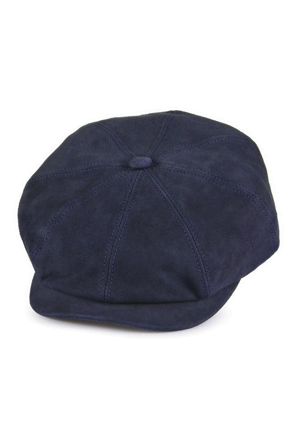 Lock & Co Hatters Tremelo Bakerboy Cap In Navy Leather