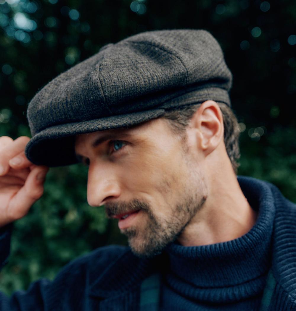 Lock & Co Hatters Tremelo Green Check Wool Bakerboy Cap