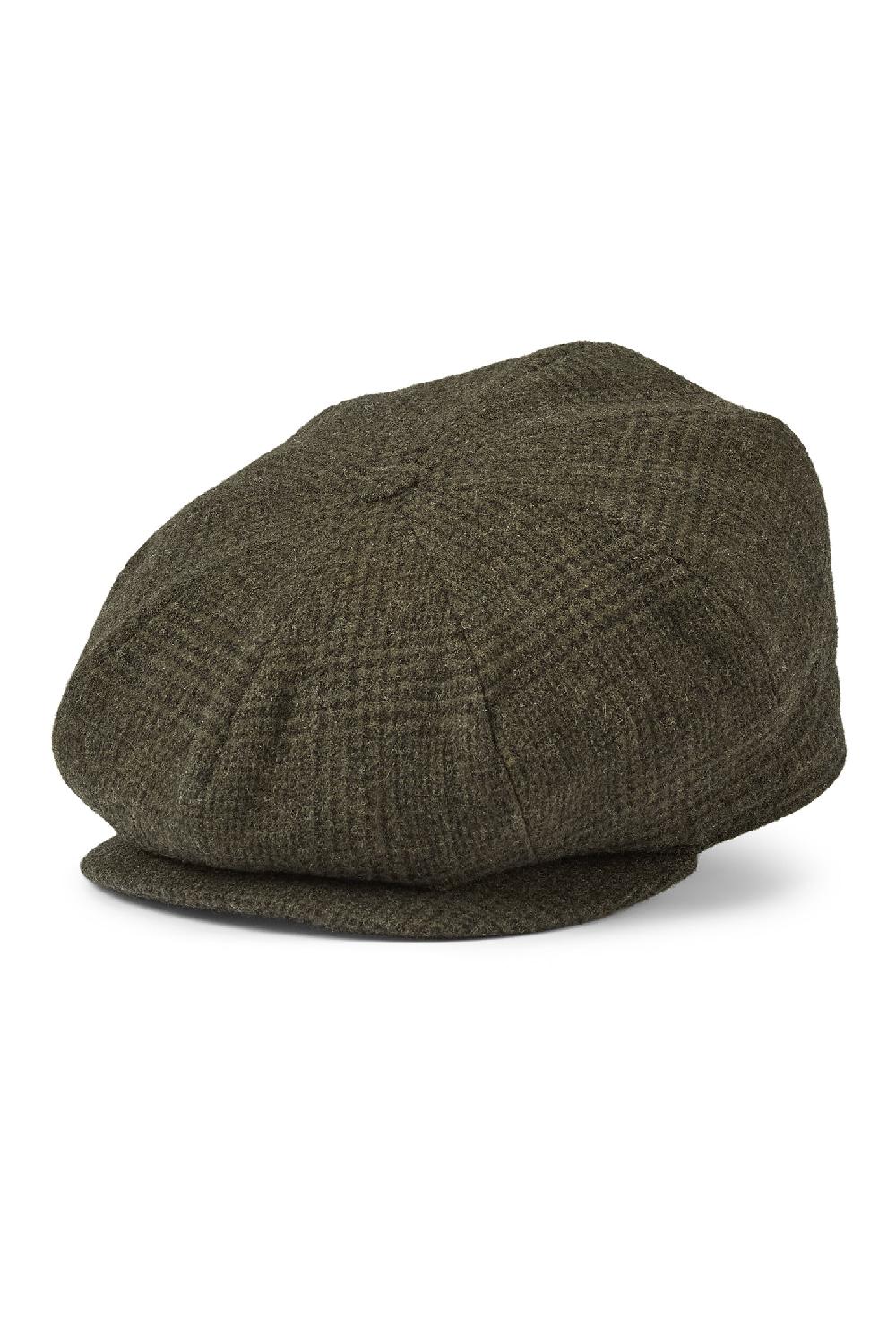 Lock & Co Hatters Tremelo Green Check Wool Bakerboy Cap