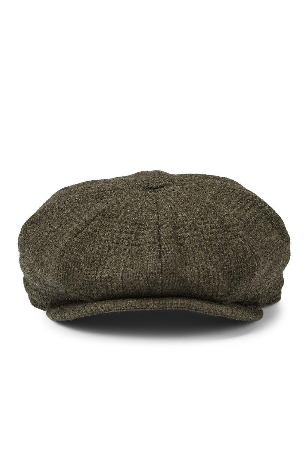 Lock & Co Hatters Tremelo Green Check Wool Bakerboy Cap
