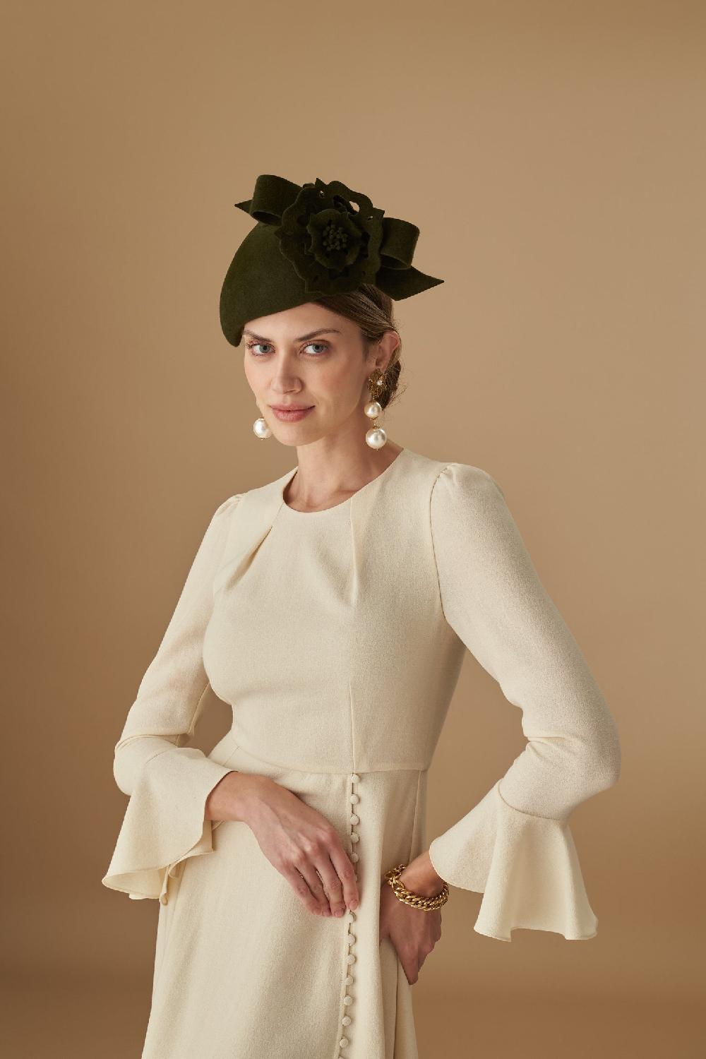 Lock & Co Hatters Tudor Rose Forest Green Velour Fur Felt Percher Hat