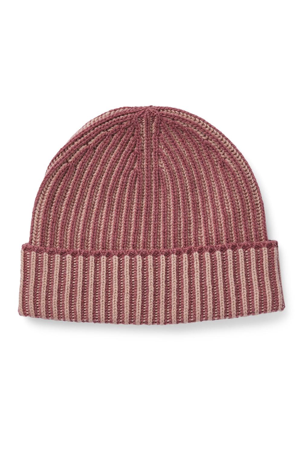 lock & co hatters Unisex Ski Beanie In a Two-Tone Beige & Pink Cashmere