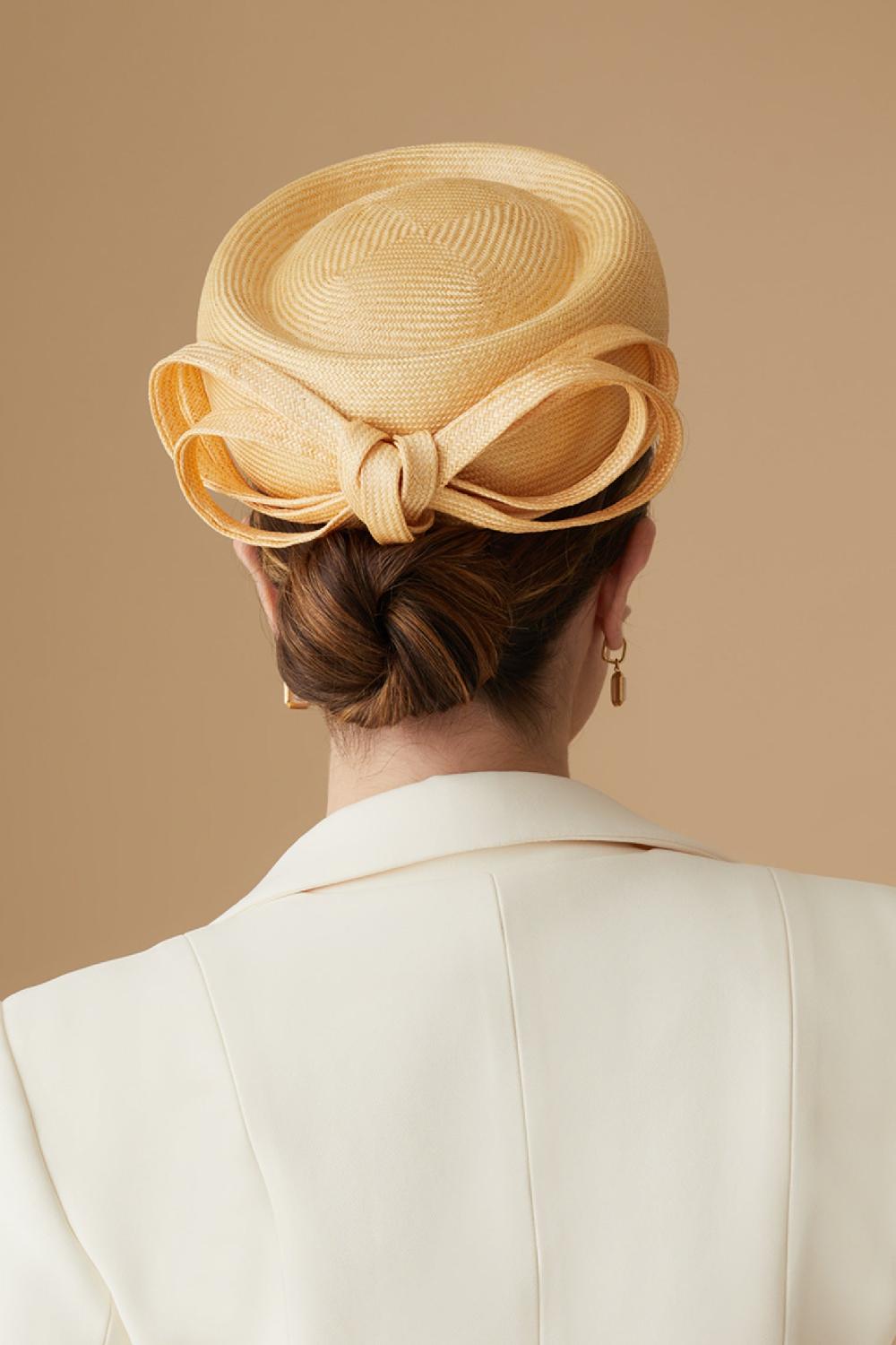 Lock & Co Hatters Verbena Parasisal Straw Yellow Pillbox Hat