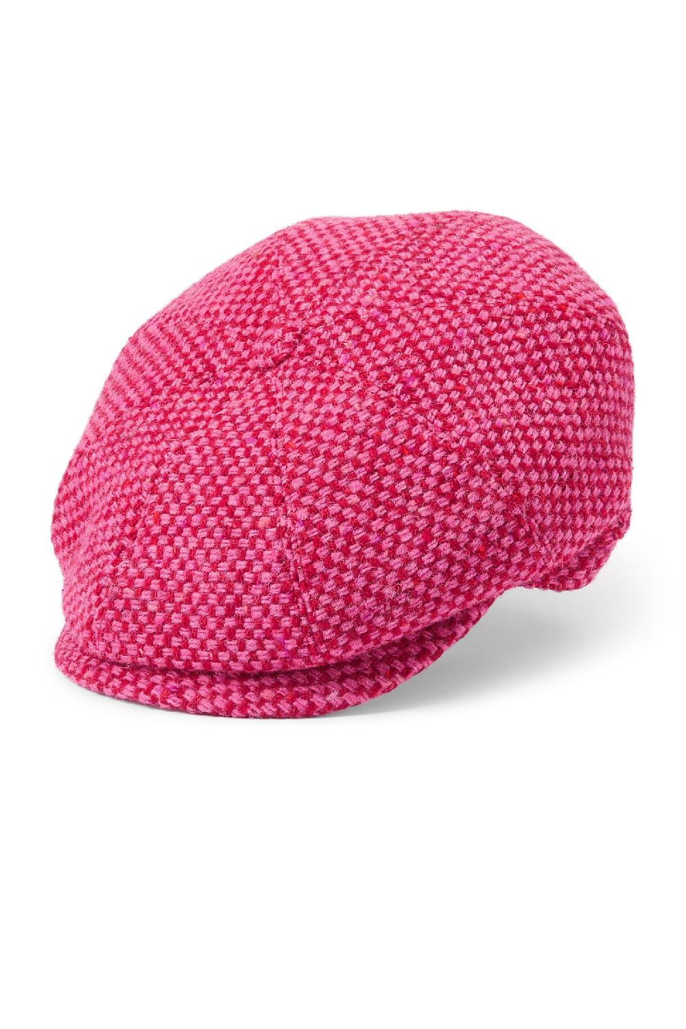 Lock & Co Hatters Whitebridge Pink Basketweave Wool Bakerboy Cap