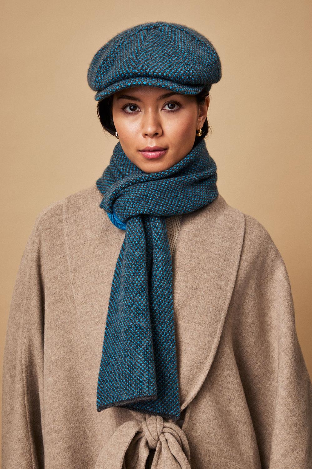 lock & co hatters Whitebridge Turquoise Cashmere Bakerboy Cap