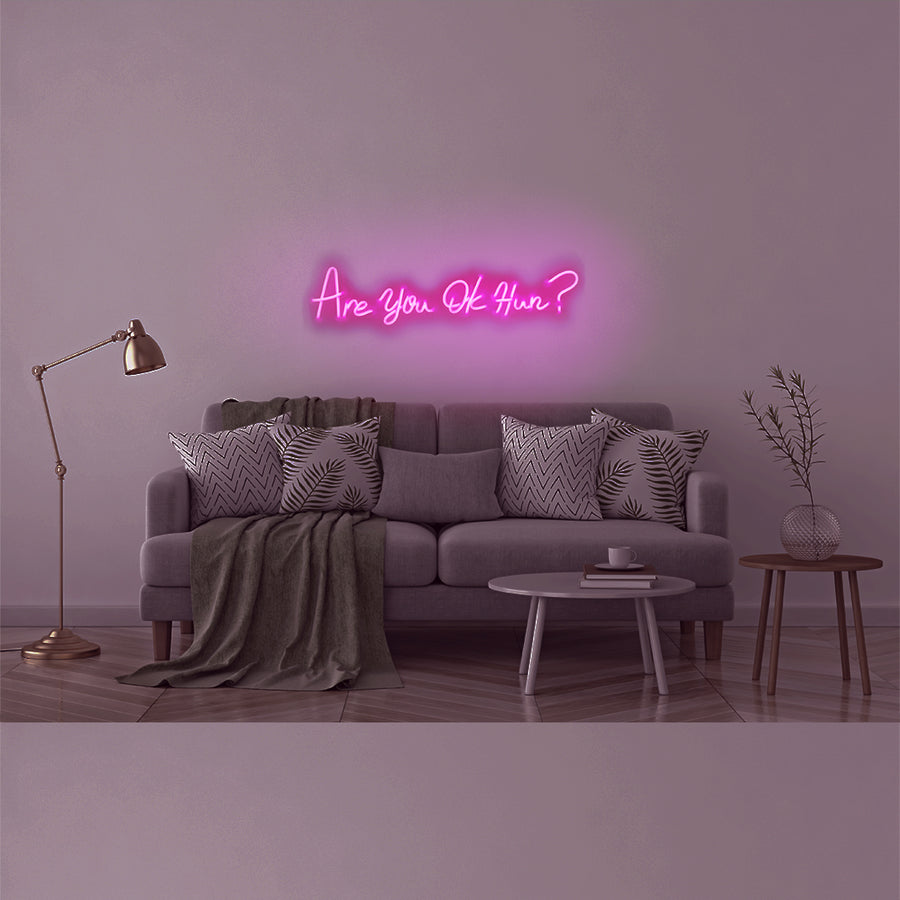 Locomocean 'Are You OK Hun?' Pink Neon LED Wall Mountable Sign