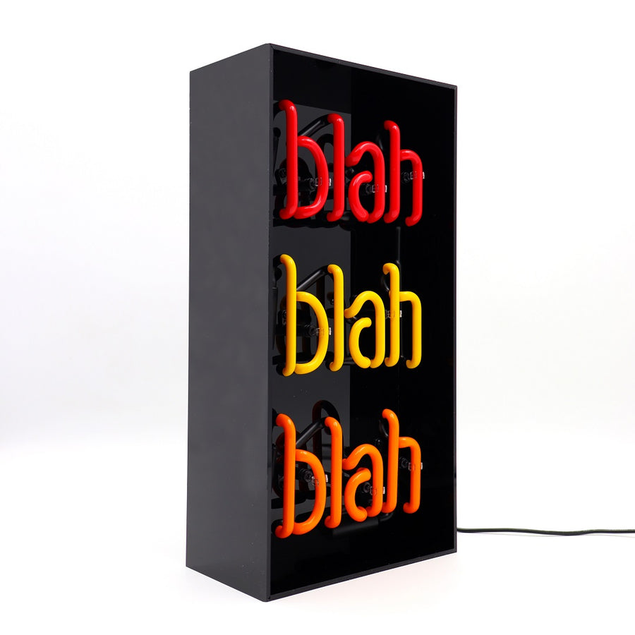 Locomocean 'Blah Blah Blah' Glass Neon Sign - Black Acrylic