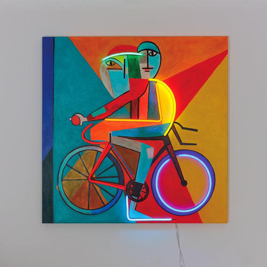 Locomocean Abstract Cyclist - Wall Painting (LED Neon)