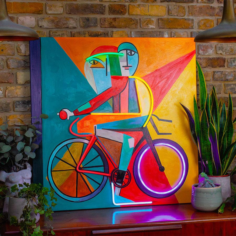 locomocean Abstract Cyclist - Wall Painting (LED Neon)