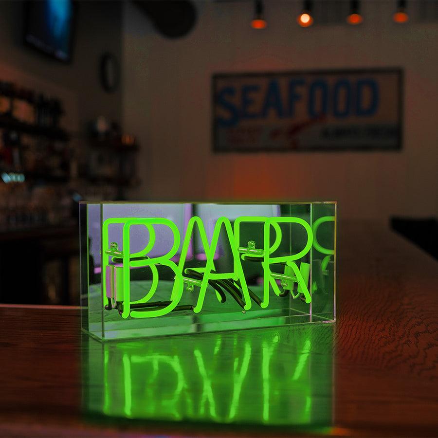 Locomocean 'Bar' Glass Neon Sign - GREEN