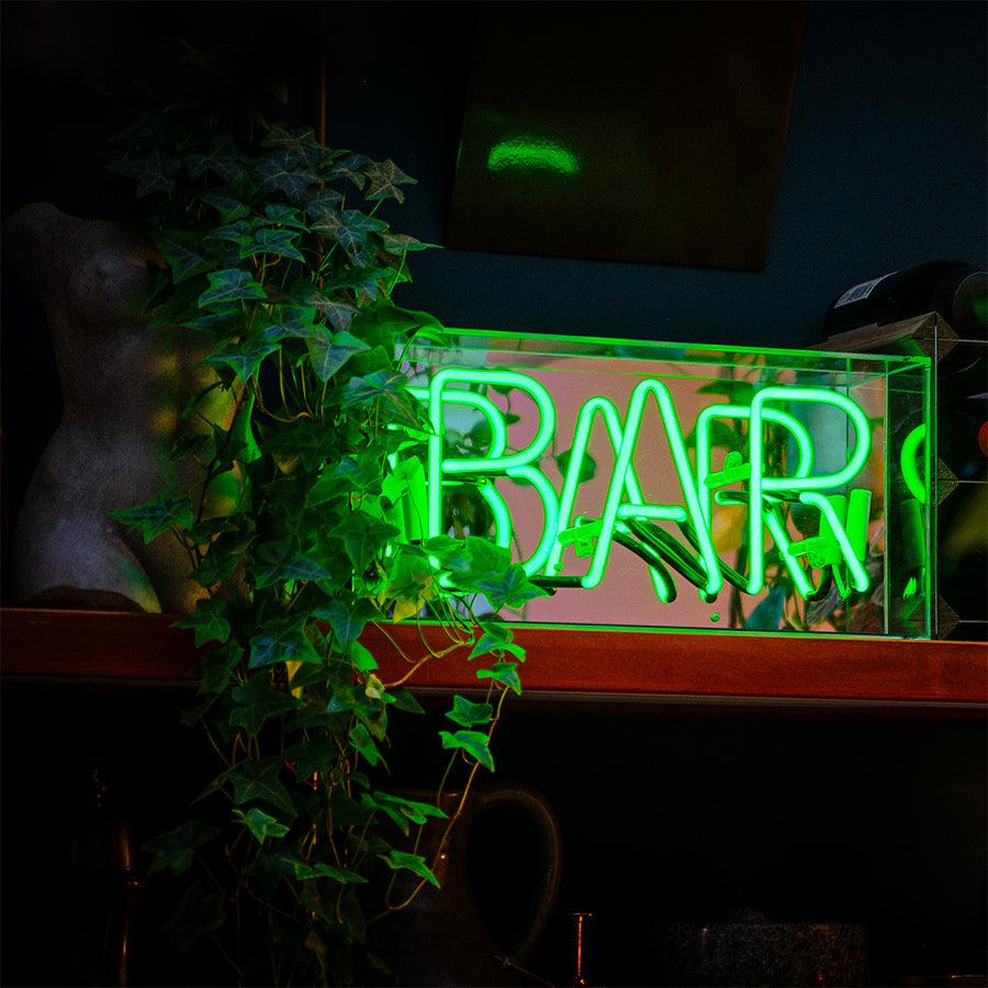 locomocean 'Bar' Glass Neon Sign - GREEN