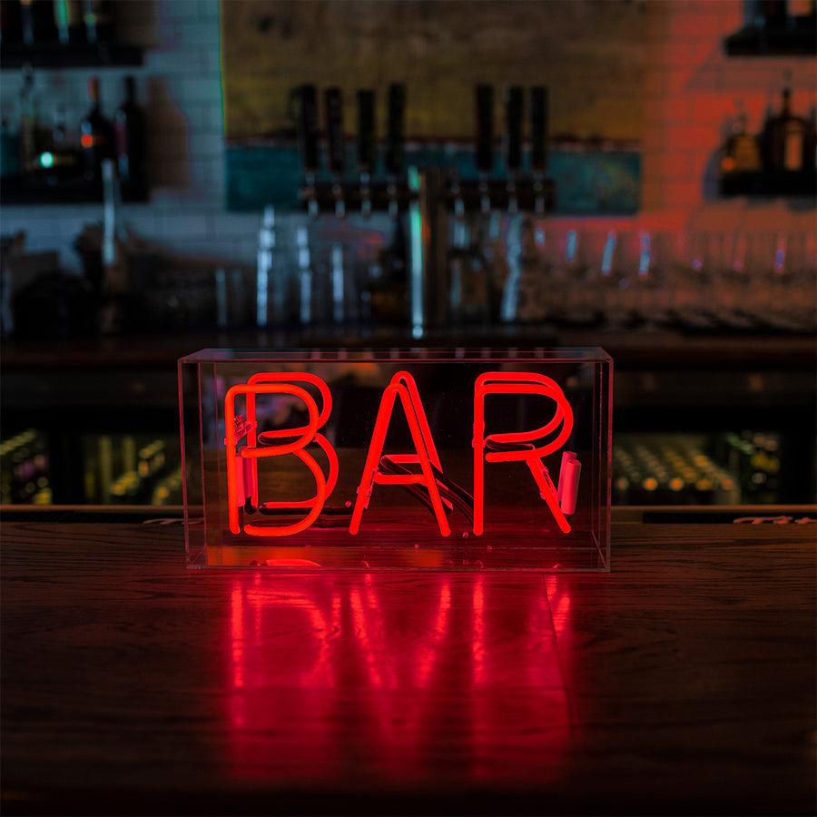 locomocean 'Bar' Glass Neon Sign - RED