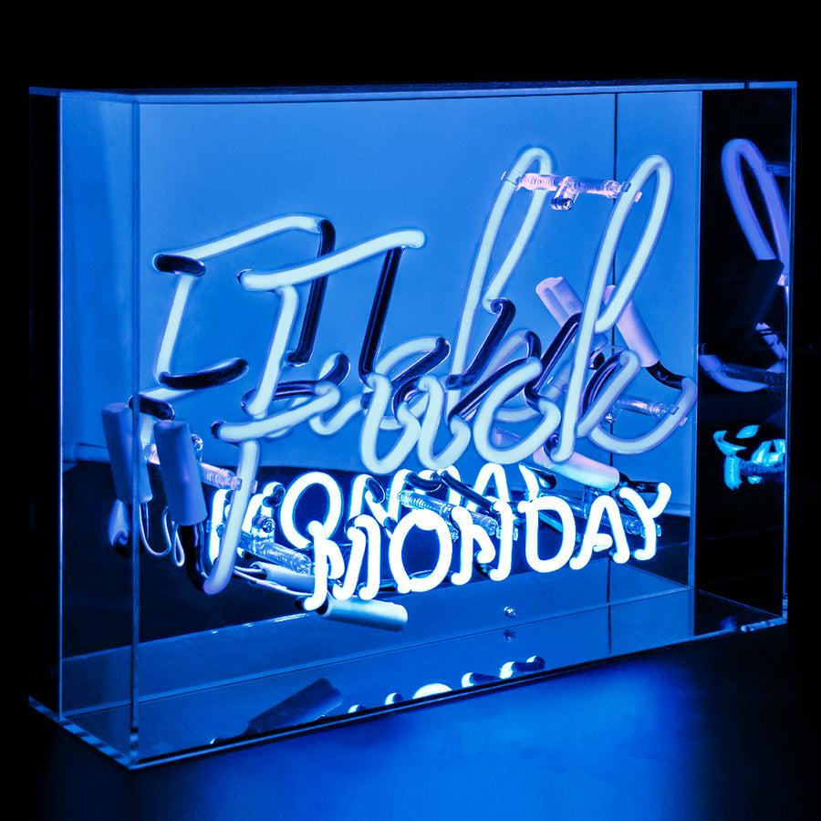 locomocean Blue 'Fuck Monday' Large Glass Neon Sign