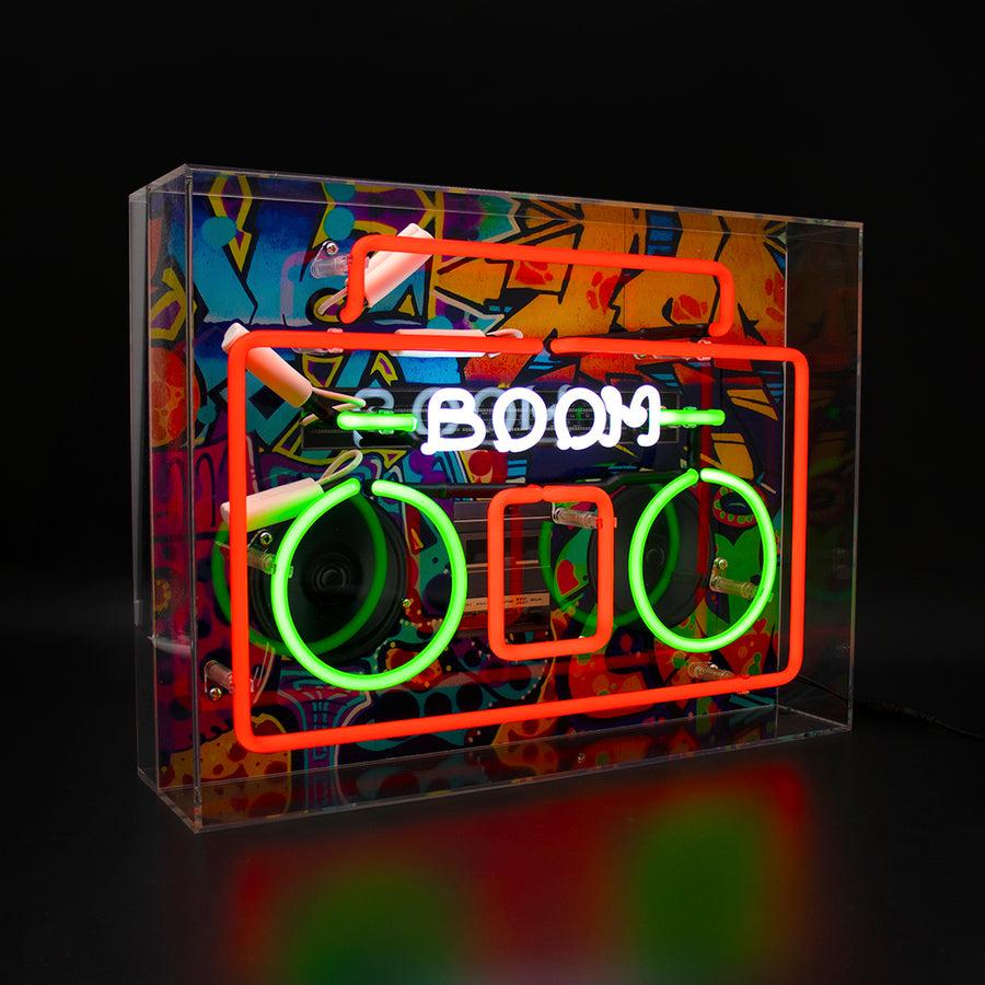 locomocean 'Boom Box' Large Glass Neon Sign