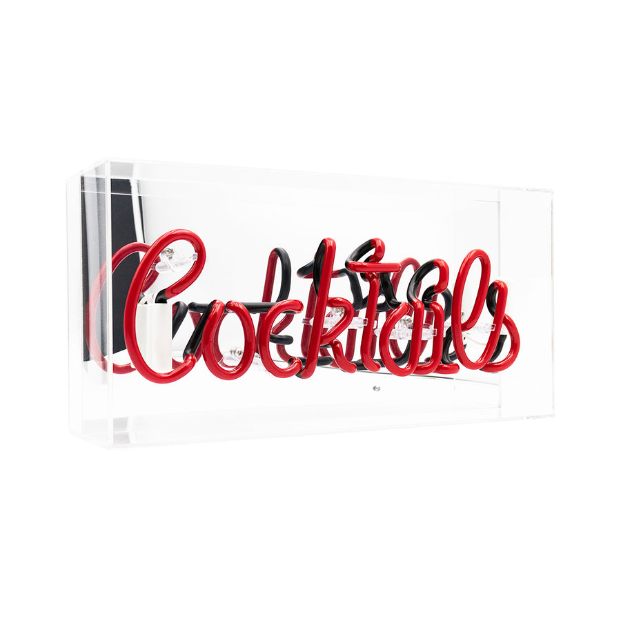 Locomocean 'Cocktails' Glass Neon Sign - Red