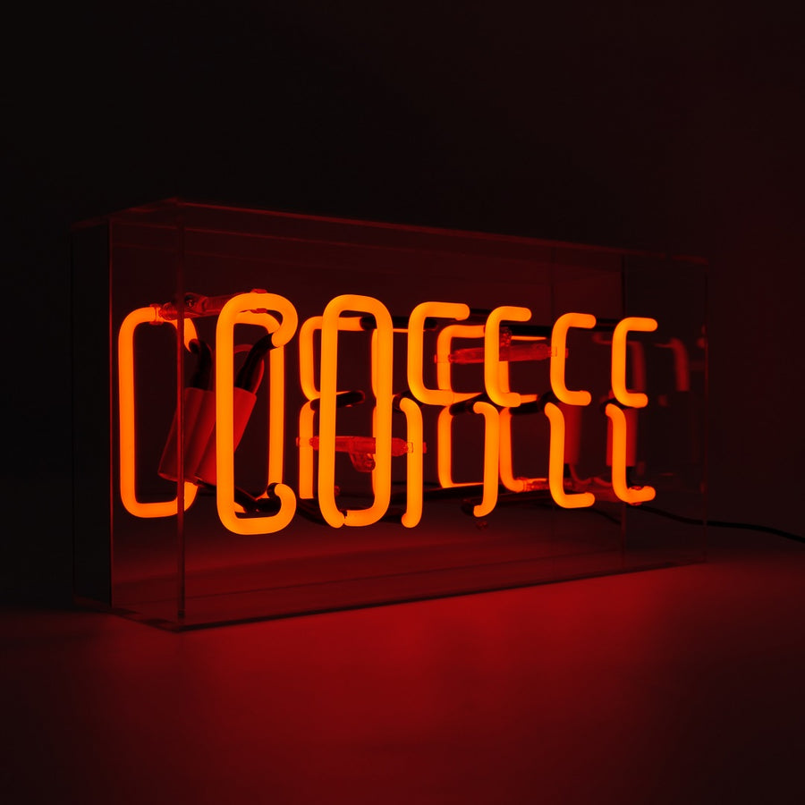 Locomocean 'Coffee' Glass Neon Sign - Orange