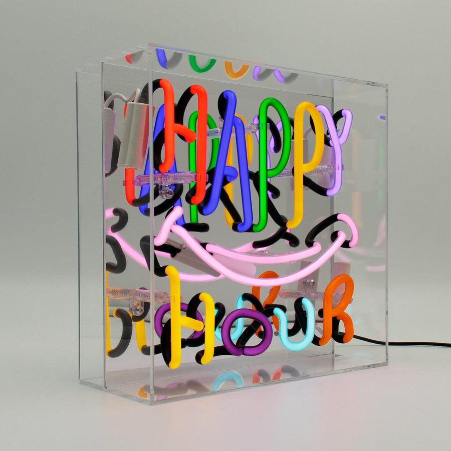 Locomocean 'Happy Hour' Glass Neon Sign