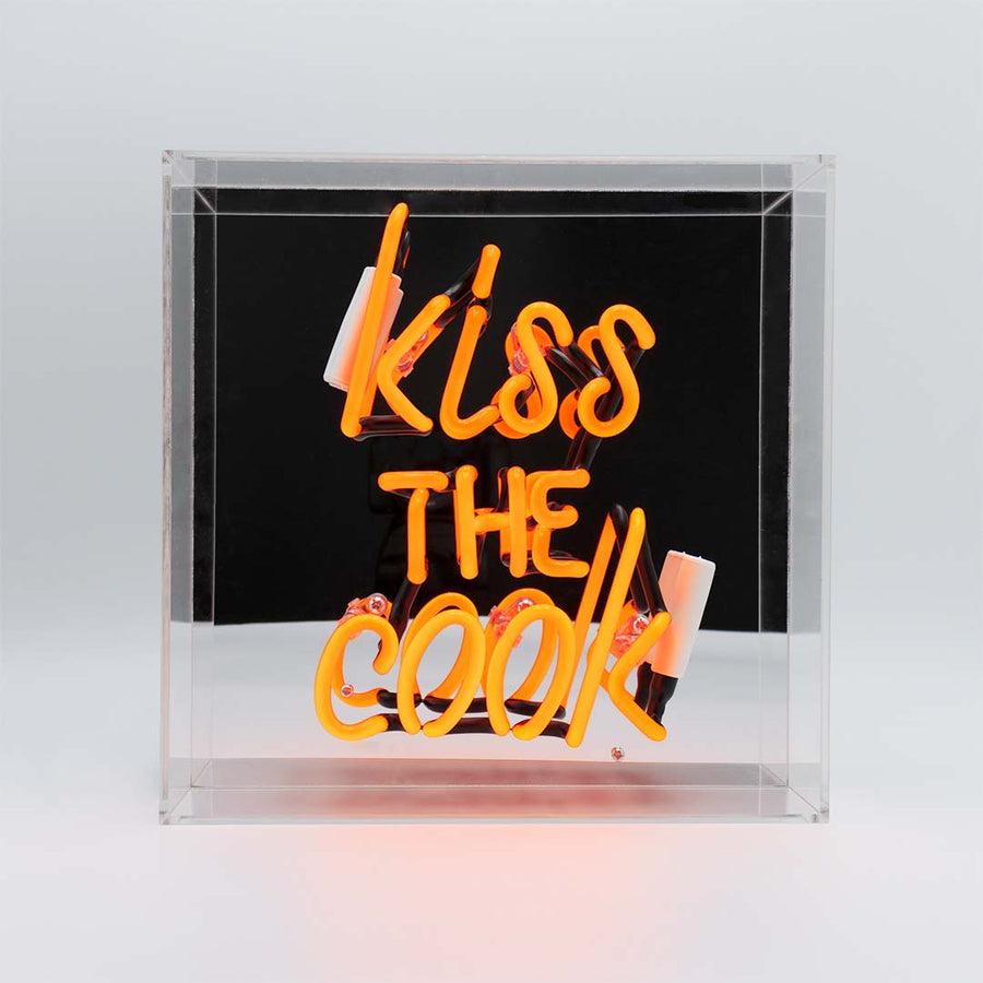 Locomocean 'Kiss The Cook' Glass Neon Sign - Orange