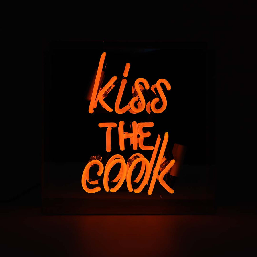 Locomocean 'Kiss The Cook' Glass Neon Sign - Orange