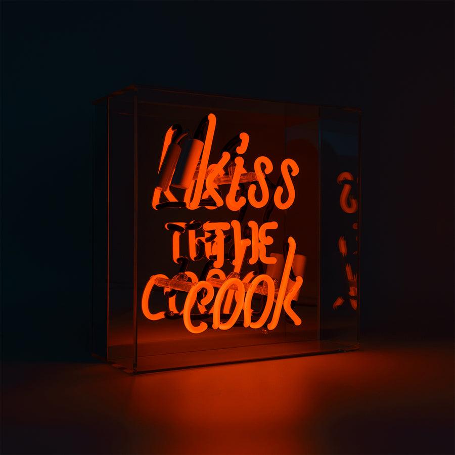 Locomocean 'Kiss The Cook' Glass Neon Sign - Orange