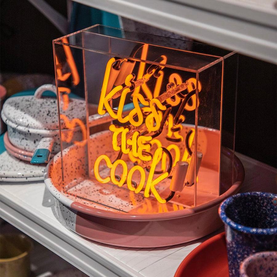 locomocean 'Kiss the Cook' Glass neon Sign - Orange