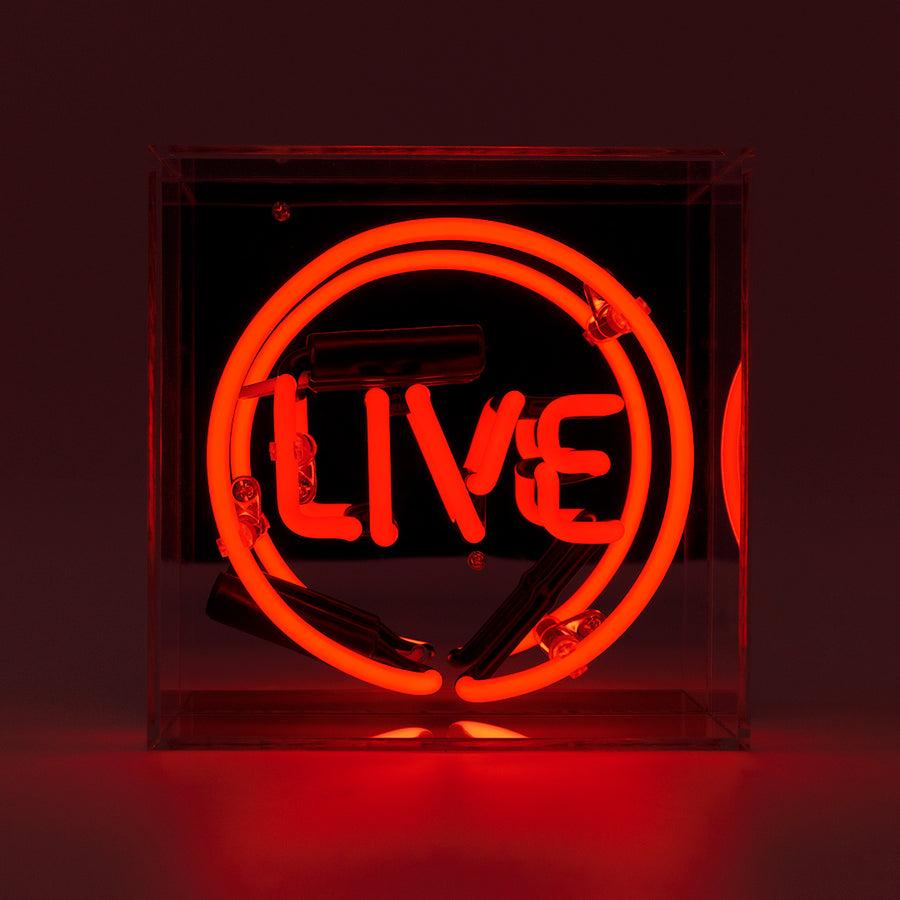 locomocean 'Live' Mini Glass Neon Sign