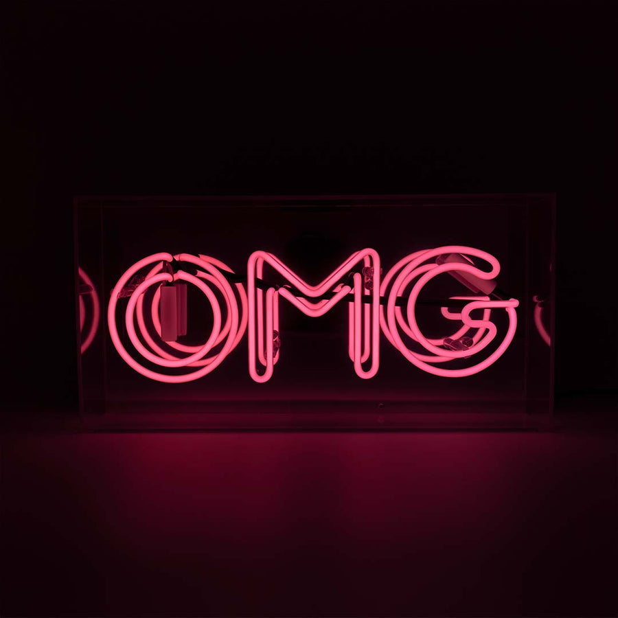 locomocean 'OMG' Glass Neon Sign - Pink