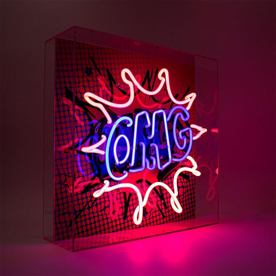 Locomocean 'OMG' Large Glass Neon Box Sign