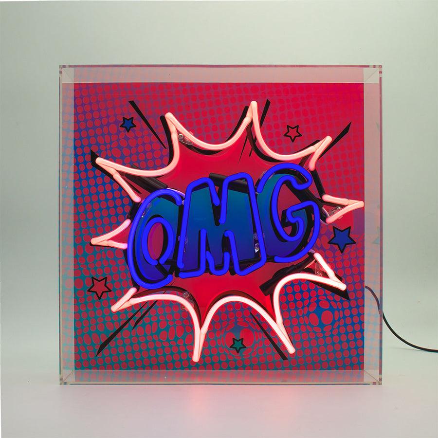 Locomocean 'OMG' Large Glass Neon Box Sign