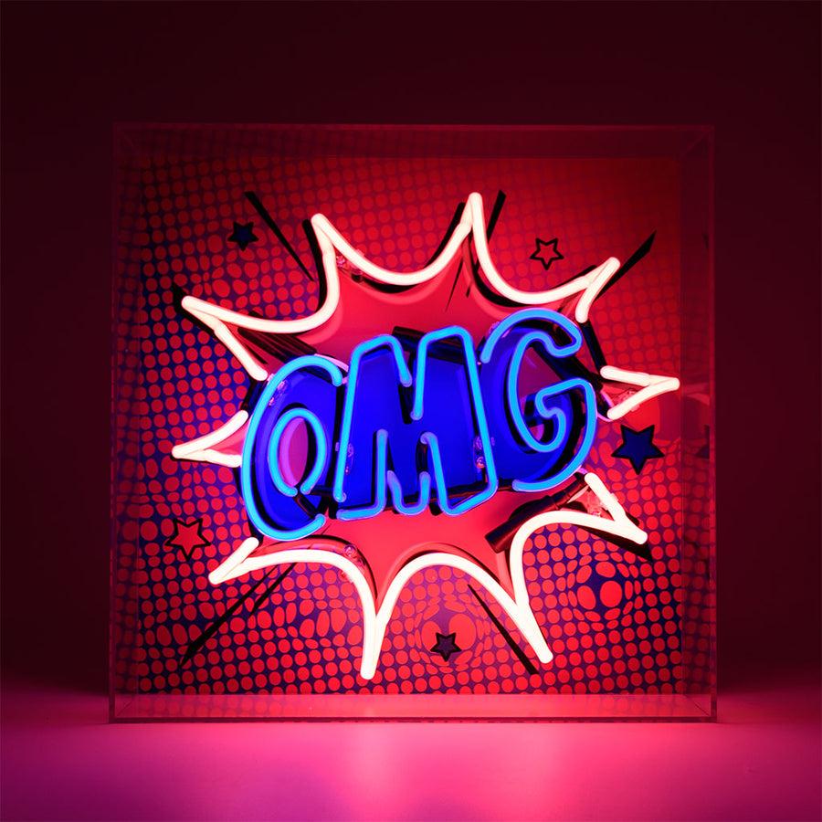 locomocean 'OMG' Large Glass Neon Box Sign