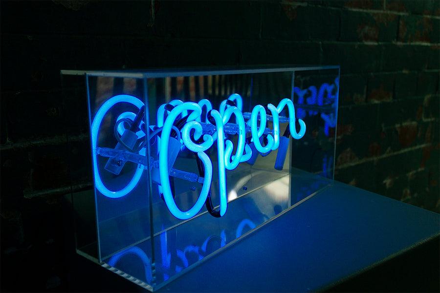 Locomocean 'Open' Glass Neon Sign