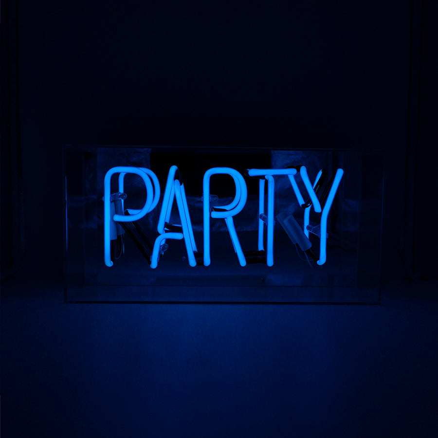 Locomocean 'Party' Glass Neon Sign - Blue