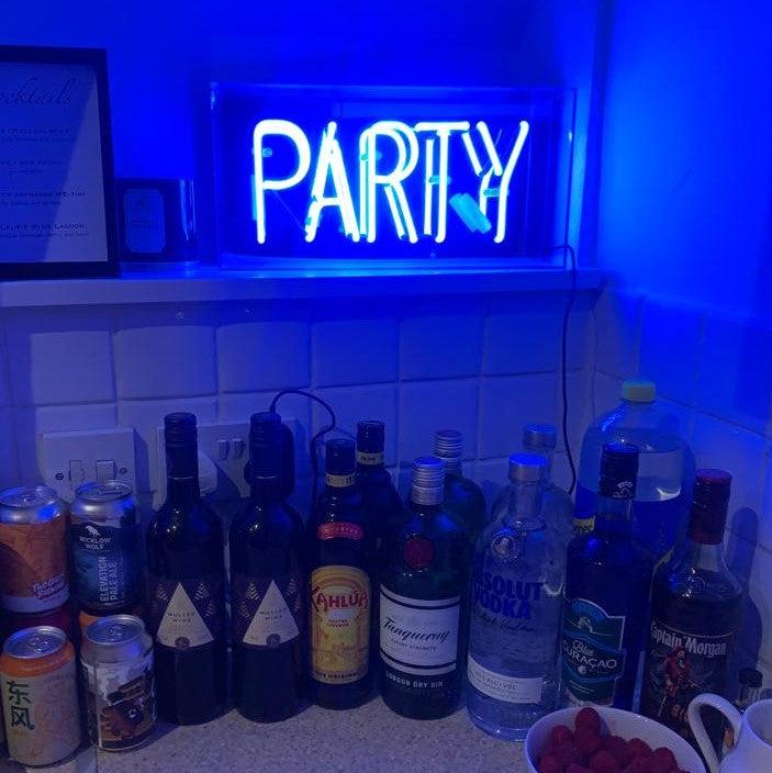 Locomocean 'Party' Glass Neon Sign - Blue