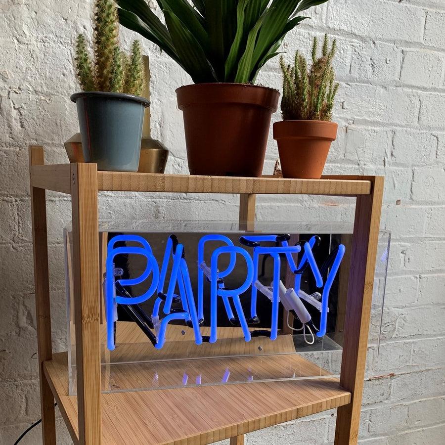 locomocean 'Party' Glass Neon Sign - Blue