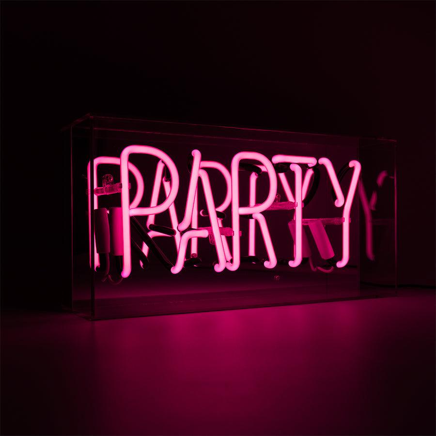 Locomocean 'Party' Glass Neon Sign - Pink