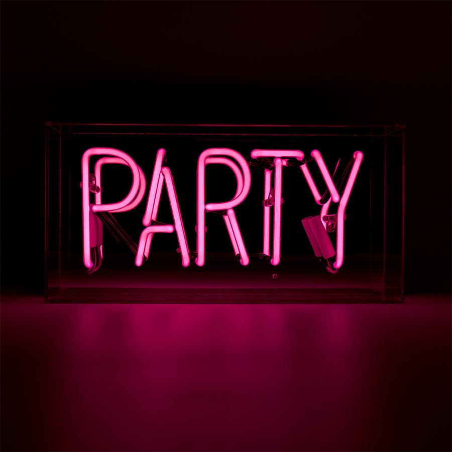 locomocean 'Party' Glass Neon Sign - Pink