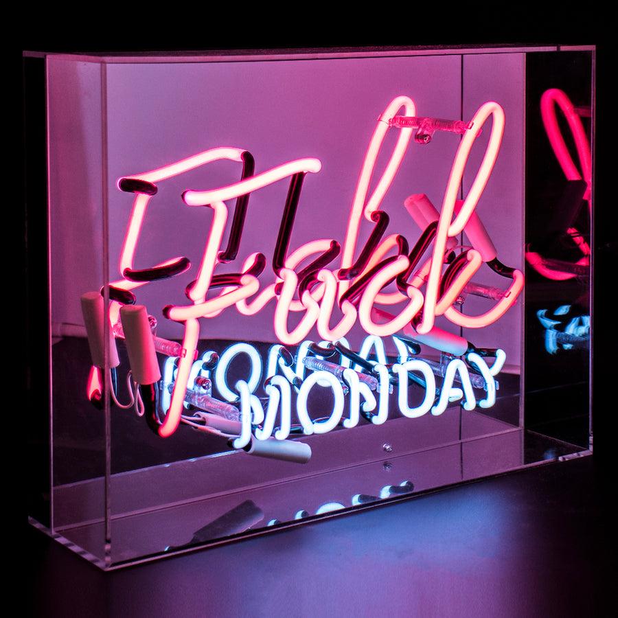 locomocean Pink 'Fuck Monday' Large Glass Neon Sign