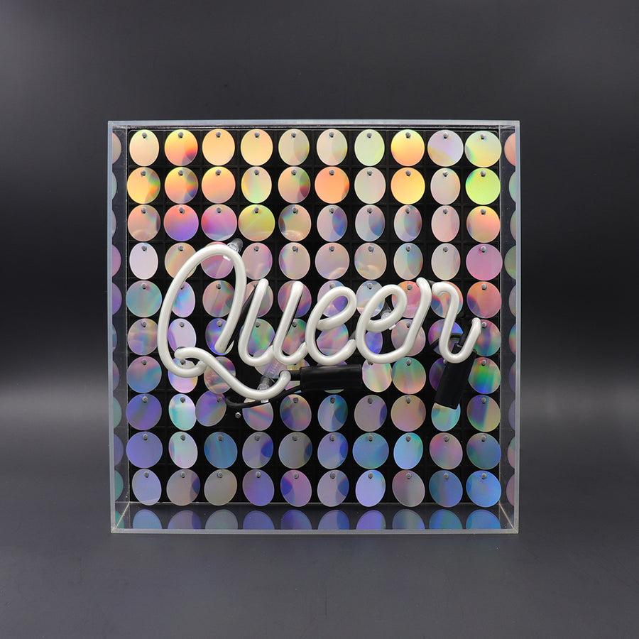 Locomocean 'Queen' Glass Neon Sign With Sequins