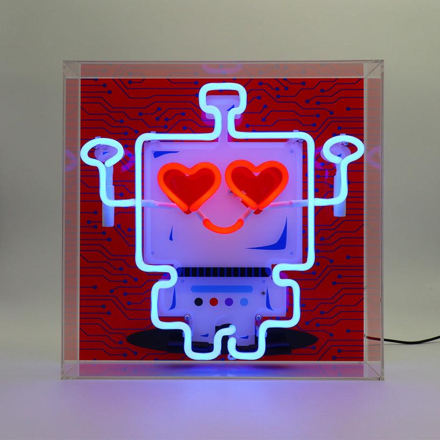 Locomocean Robot Large Glass Neon Box Sign