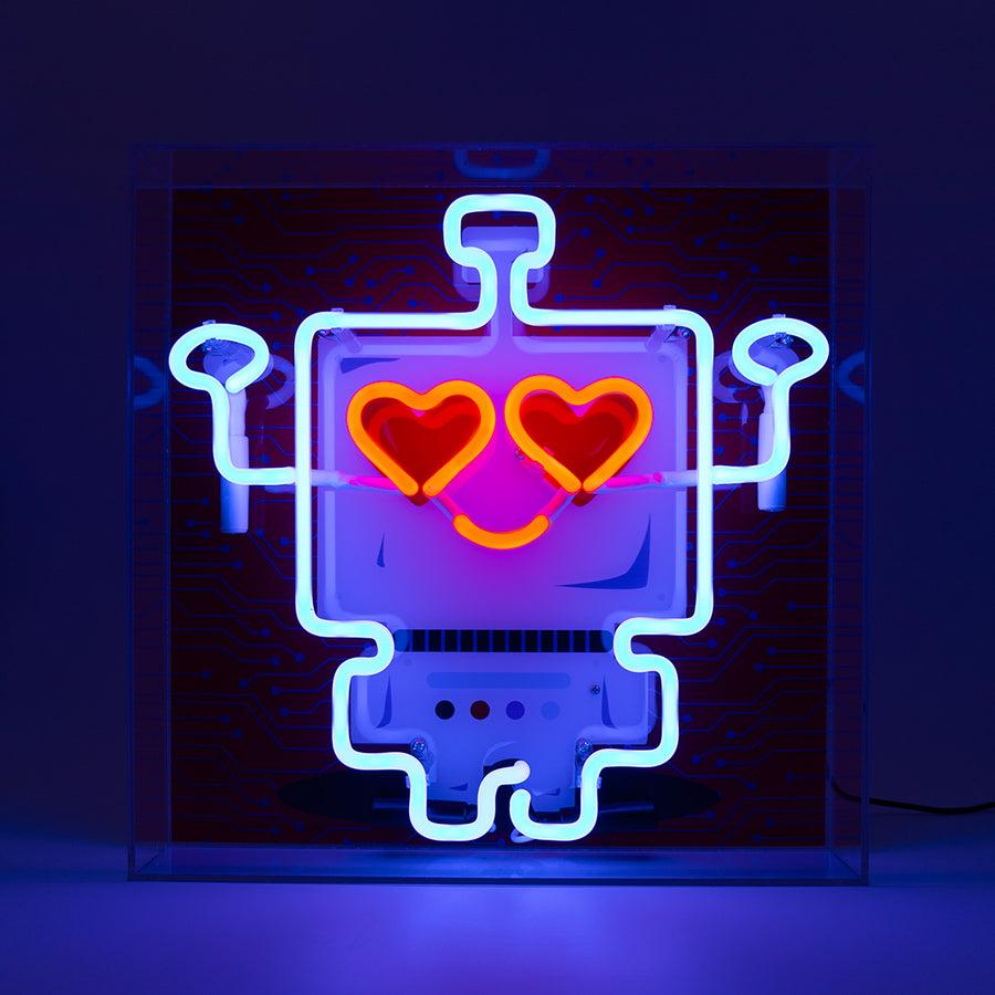 locomocean Robot Large Glass Neon Box Sign
