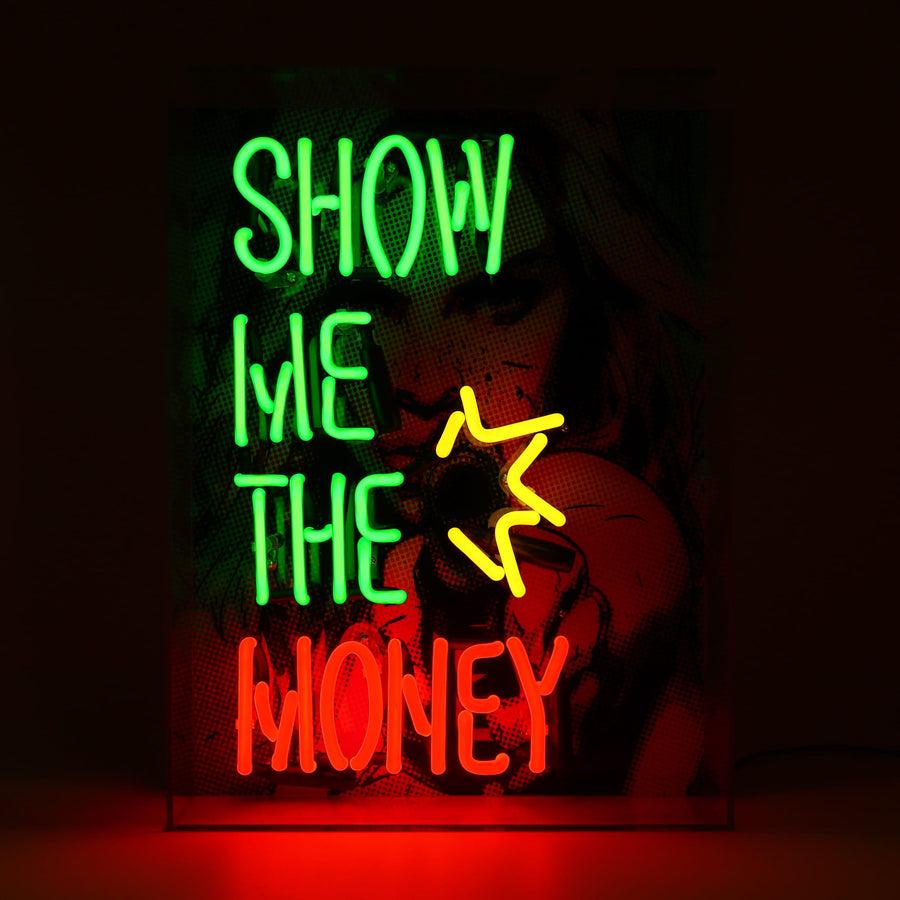 Locomocean 'Show Me The Money' Glass Neon Box Sign