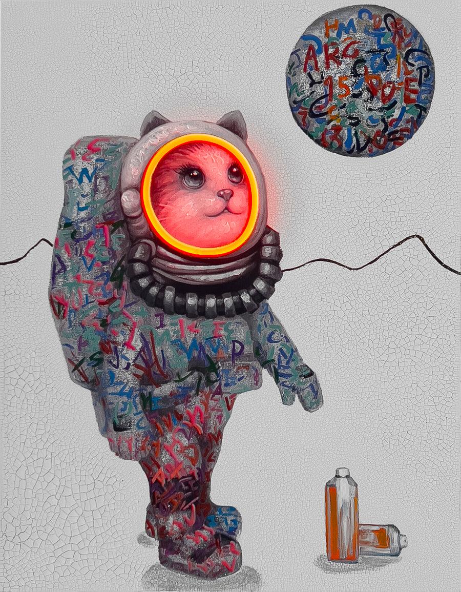 locomocean 'Space Cat' Wall Artwork - LED Neon
