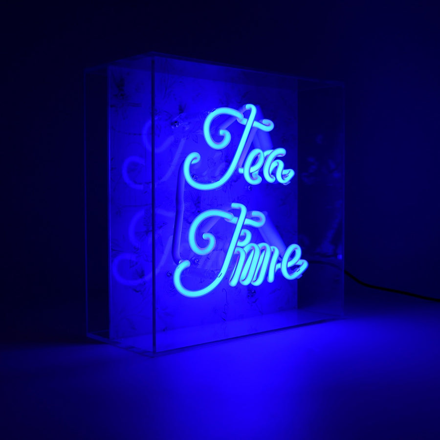 Locomocean 'Tea Time' Glass Neon Sign - Blue