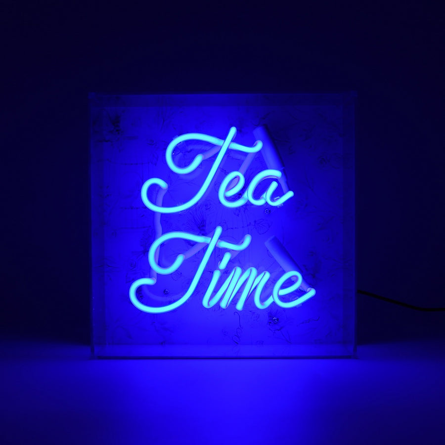 Locomocean 'Tea Time' Glass Neon Sign - Blue