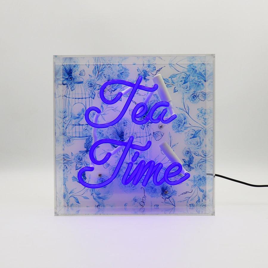 Locomocean 'Tea Time' Glass Neon Sign - Blue