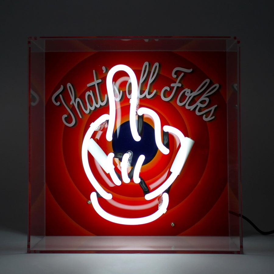 Locomocean 'That's All Folks' Glass Neon Box Sign